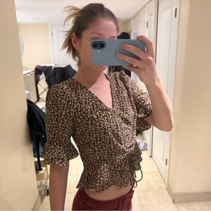 Leopard Print Wrap Top